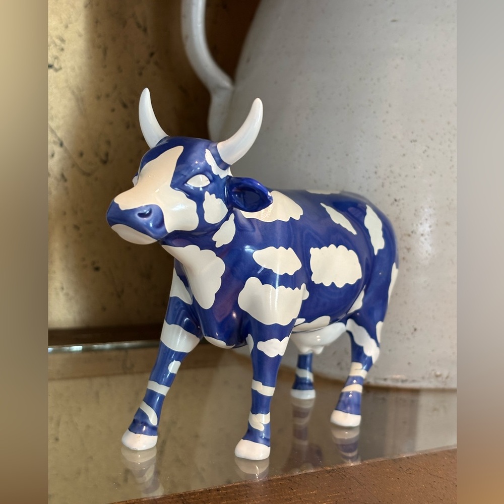 Westland Cow Parade Figurine. Sky Cow #9151 Retired 2000. Blue | White EUC